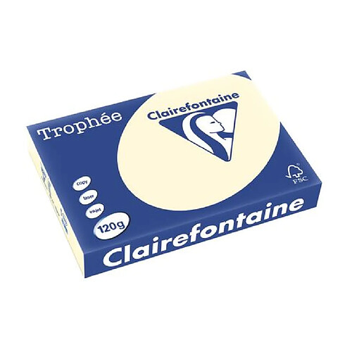 Ramette papier couleur Clairefontaine Trophée couleurs pastel A4 120 gr - 250 feuilles - ivoire