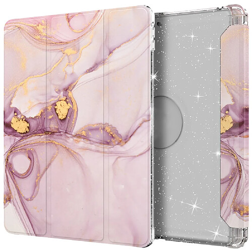 Etui en PU trois volets avec support transparent motif marbré/rose clair pour votre Apple iPad 10.2 (2020)(2019)