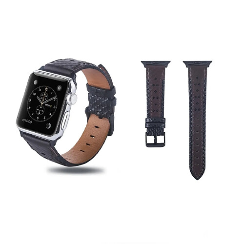 Wewoo Bande de montre en cuir pleine fleur avec trou carré pour Apple Watch séries 4, 3 et 2 et 1, 42 et 44 mm