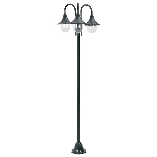 vidaXL Lampadaire de jardin E27 220cm Aluminium 3 lanternes Vert foncé