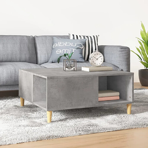 Maison Chic Table basse,Table Console Table d'appoint, Table pour salon gris béton 80x80x36,5 cm bois d'ingénierie -MN46475