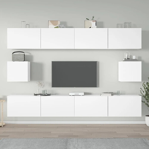 vidaXL Ensemble de meubles TV 6 pcs Blanc Bois d'ingénierie