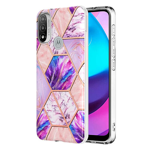 Coque en TPU anti-empreintes digitales, galvanoplastie IMD IML, motif marbre, 2,0 mm violet clair pour votre Motorola Moto E20/E30/E40