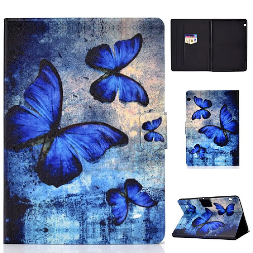 Etui en PU impression de motifs antichoc papillons bleus avec support et porte-cartes pour votre Huawei MediaPad T3 10