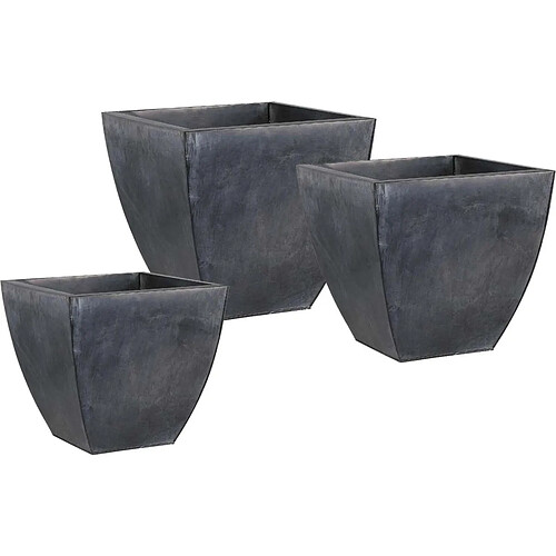 Aubry Gaspard Cache pot en zinc noir (Lot de 3).