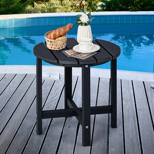 Helloshop26 Table basse de jardin en hdpe anti-uv charge max.:100 kg table d’appoint intérieur extérieur noir 20_0009328