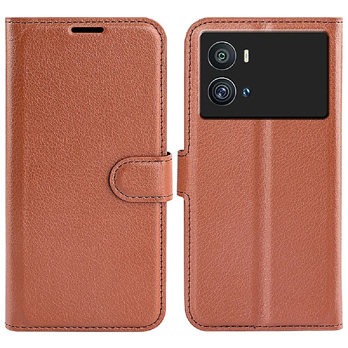 Etui en PU texture litchi, marron pour votre Vivo iQOO 9 Pro