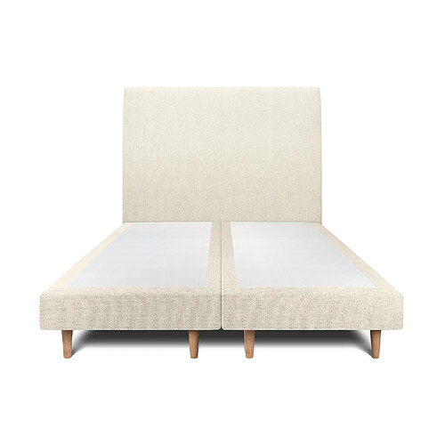 Sommeil de plomb Lit 180x200cm avec tête de lit tapissier tissu et double sommier tapissier Beige clair Hauteur totale : 29cm