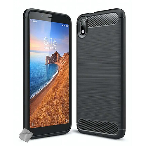 Htdmobiles Coque silicone gel carbone pour Xiaomi Redmi 7A + verre trempe - NOIR