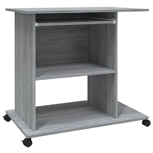 Helloshop26 Bureau table poste de travail meuble d'ordinateur informatique étude d'ordinateur sonoma 80 x 50 x 75 cm bois d'ingénierie gris 02_0023764