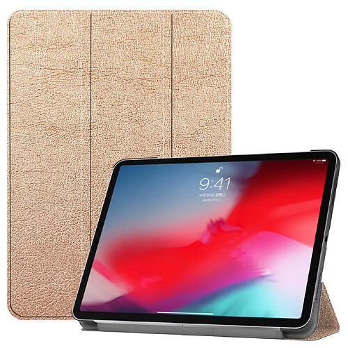 Etui en PU triple pli or pour votre Apple iPad Pro 11-inch (2018)