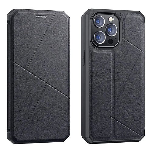 Dux Ducis Etui en PU + TPU antichoc avec support et porte-carte noir pour votre Apple iPhone 13 Pro Max 6.7 pouces