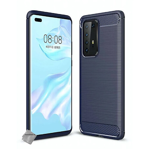 Htdmobiles Coque silicone gel carbone pour Huawei P40 Pro + verre trempe - BLEU FONCE