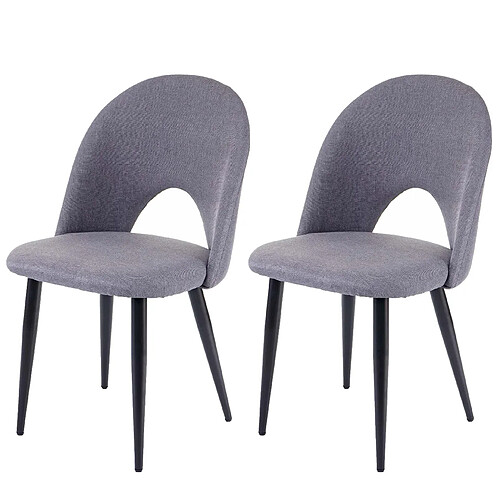 Decoshop26 2x chaises de salle à manger cuisine en tissu gris foncé design classique 04_0000368