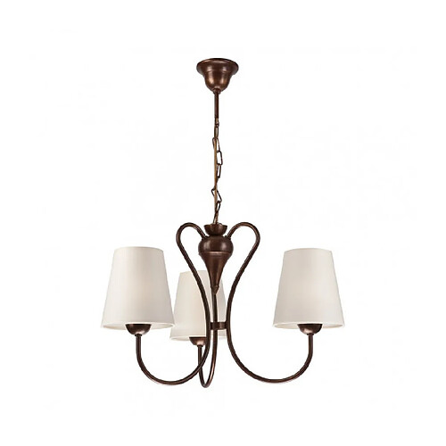 Lumière Suspension Fabrizio Acier,tissu Marron 3 ampoules 75cm