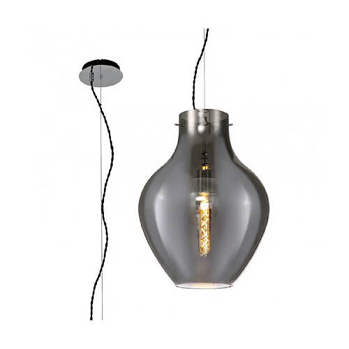 Luminaire Center Suspension design 1 ampoule Chrome poli,fumé