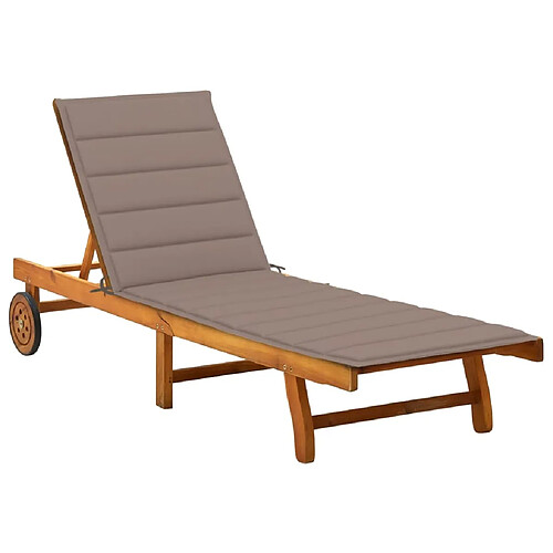 vidaXL Chaise longue de jardin avec coussin Bois d'acacia solide