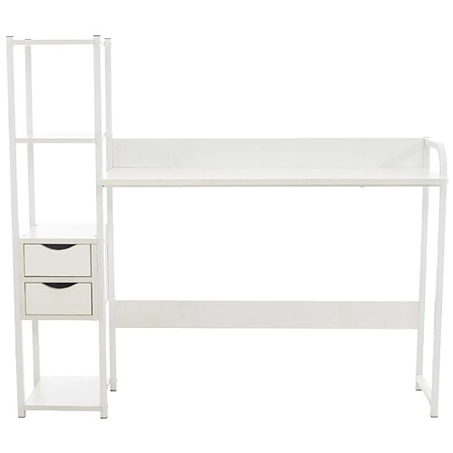 Decoshop26 Bureau style industriel avec étagère et espace de rangement table d'ordinateur en MDF blanc BUR10507