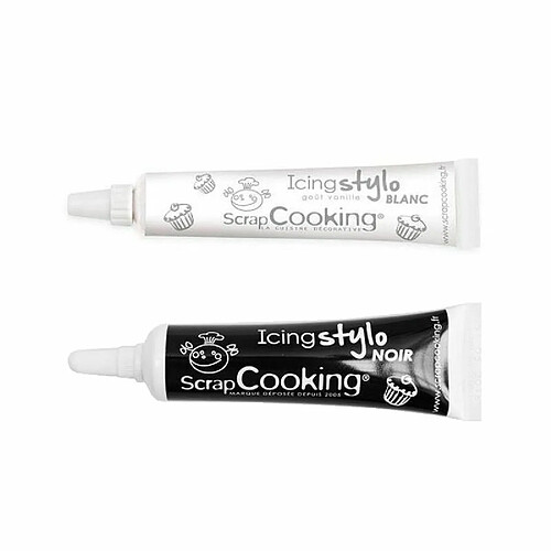 Scrapcooking 2 stylos de décoration gâteau - blanc & noir