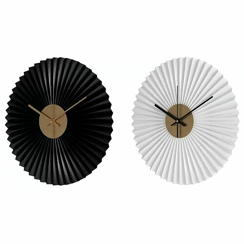 Horloge Murale DKD Home Decor Blanc Noir Blanc/Noir Fer Plastique Moderne 30 x 4 x 30 cm (2 Unités)