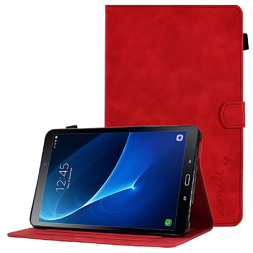 Etui en PU étanche à la poussière avec support et porte-cartes pour votre Samsung Galaxy Tab A 10.1 (2016) T580 - rouge