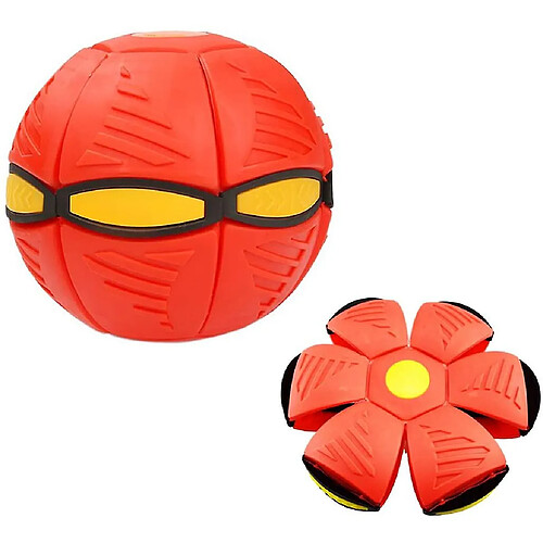 Universal Lumière OVNI Disc Ball Déformation Voler Flat Lancer Disc Ball UFO Jouet de sport en plein air (rouge)