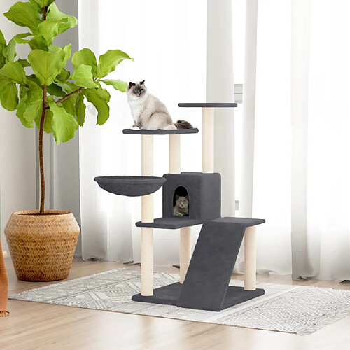 vidaXL Arbre à chat avec griffoirs en sisal Gris foncé 94 cm