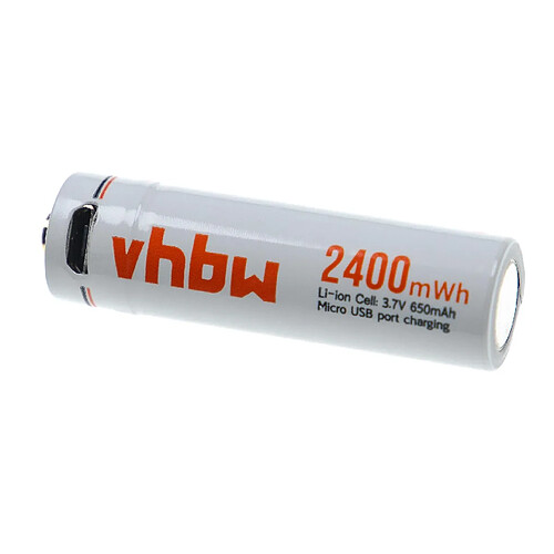 vhbw Pile rechargeable AA Mignon avec prise micro-USB (650mAh, 3,7V, Li-ion)