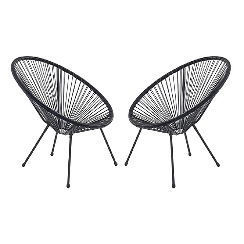 Vente-Unique Lot de 2 fauteuils de jardin en fils de résine tressés Noir - ALIOS III de MYLIA