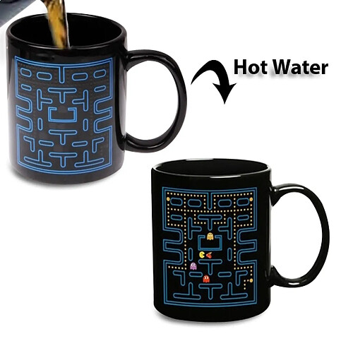 Totalcadeau Tasse thermique jeu d'arcade pacman mug thermo-réactifs