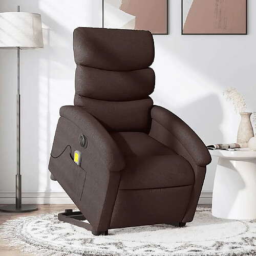 vidaXL Fauteuil inclinable de massage électrique Marron foncé Tissu