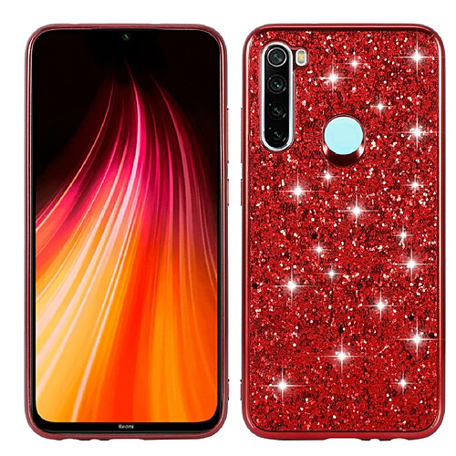 Wewoo Coque Pour Xiaomi Redmi Note 8 TPU antichoc en poudre scintillante rouge