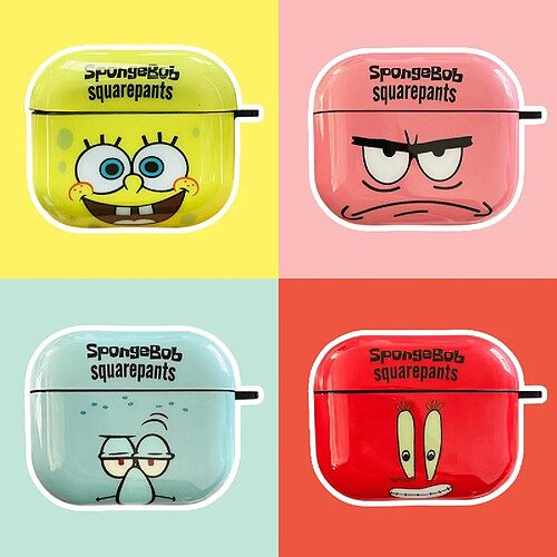 GUPBOO Airpods Coque Housse Étui Protecteur Compatible pour AirPods 3-dessin animé Bob l'éponge