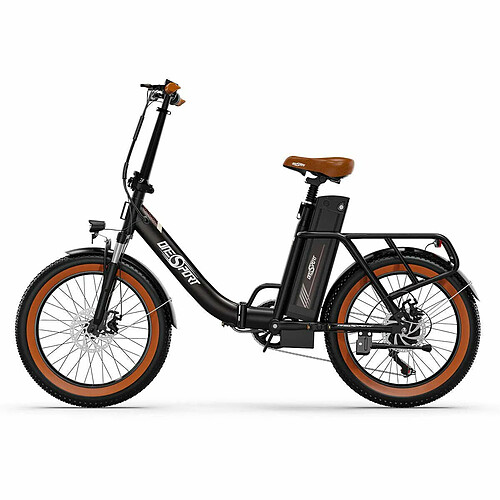 ONESPORT OT16-2 Vélo Électrique - 20" Roues 250W Moteur 48V17Ah Batterie 60KM Autonomie Frein à Disque - Noir et Marron