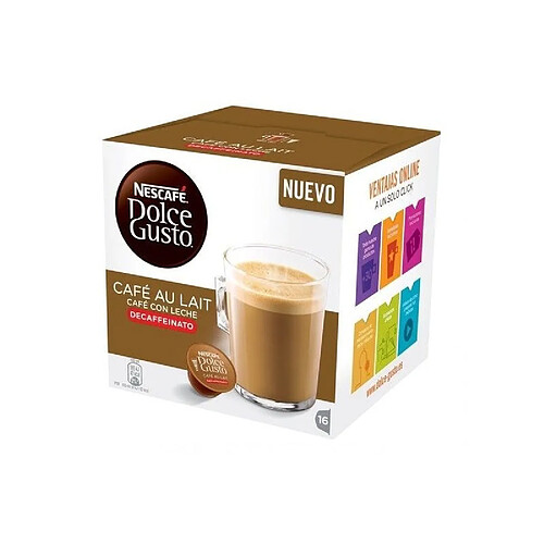 Capsules de café avec étui Nescafé Dolce Gusto 97934 Café Au Lait (16 uds) Décaféiné