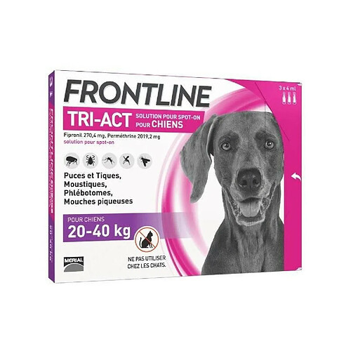 FRONTLINE 3 pipettes Tri-Act - Pour chien de 20 a 40 kg