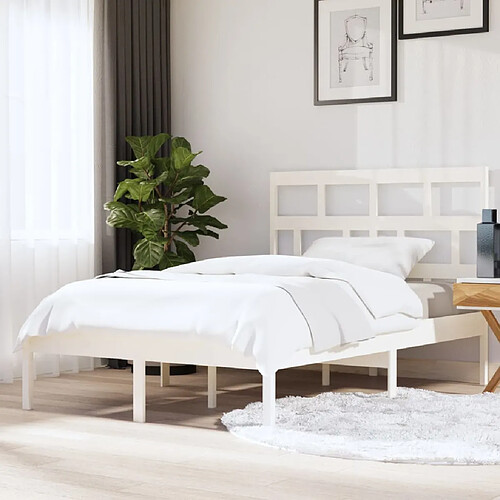 vidaXL Cadre de lit sans matelas blanc bois de pin massif