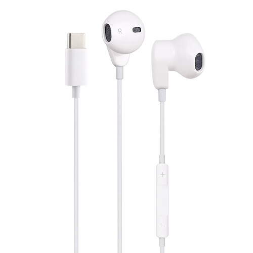 Wewoo Ecouteur Casque avec interface USB-C / Type-C microphone, 1,2 m, filaire, pour Huawei, Xiaomi et autres téléphones USB-C / Type-C (Blanc)