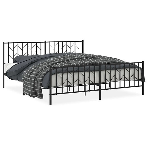 Maison Chic Cadre/structure de lit métal et tête de lit + pied de lit pour adulte - Lit Moderne Chambre noir 183x213 cm -MN92851