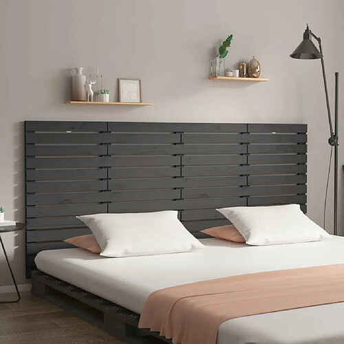 Maison Chic Tête de lit scandinave,Meuble de chambre murale Gris 166x3x91,5 cm Bois massif de pin -MN85390