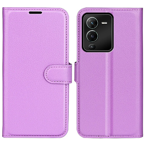 Etui en PU texture litchi, fermoir magnétique avec support pour votre Vivo S15 Pro 5G/V25 Pro 5G - violet