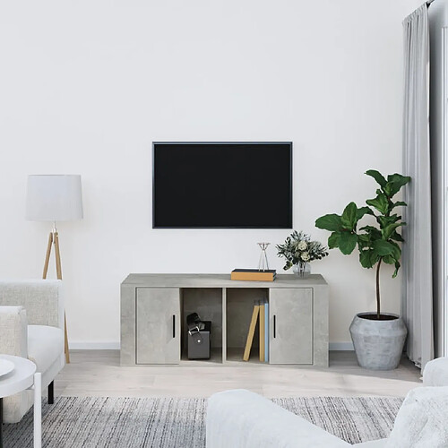 vidaXL Meuble TV Gris béton 100x35x40 cm Bois d'ingénierie