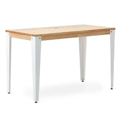 Ds Meubles Table bureau Lunds avec 3 compartiments 120x60x74cm Blanc-Naturel