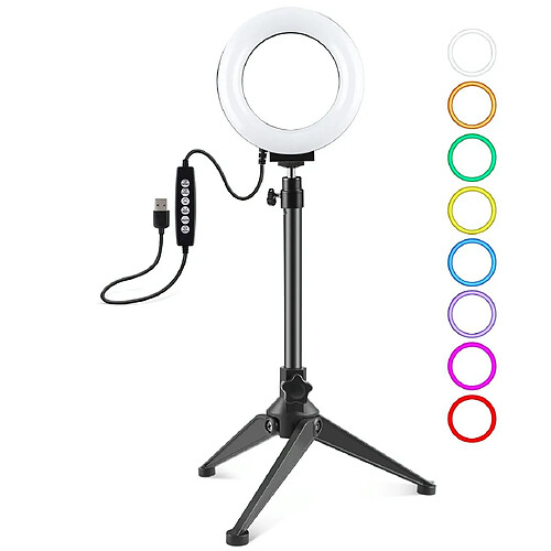 Yonis Ring Light LED RGBW 12cm Avec Trépied