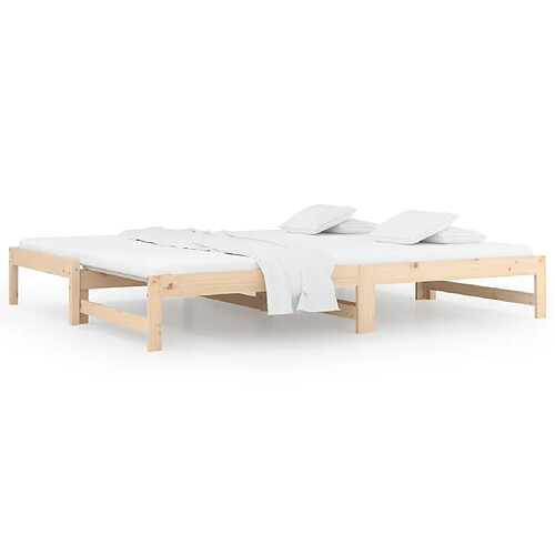 Maison Chic Lit d'appoint 2x(90x200)cm,Lit coulissant Lit de repos Bois de pin massif -GKD50190