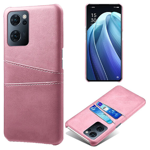 Coque en TPU + PU avec porte-cartes, or rose pour votre Oppo Reno7 5G (Global)