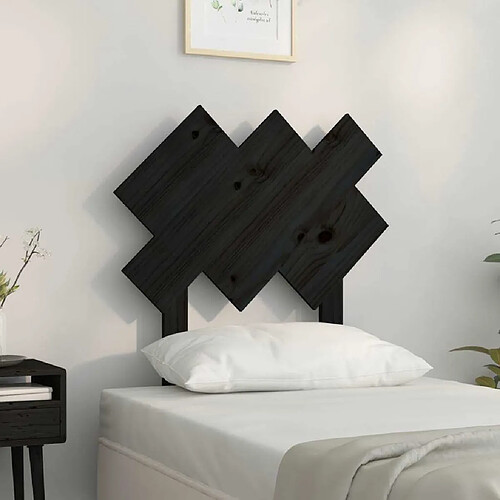 Maison Chic Tête de lit scandinave,Meuble de chambre Noir 72,5x3x81 cm Bois massif de pin -MN70567