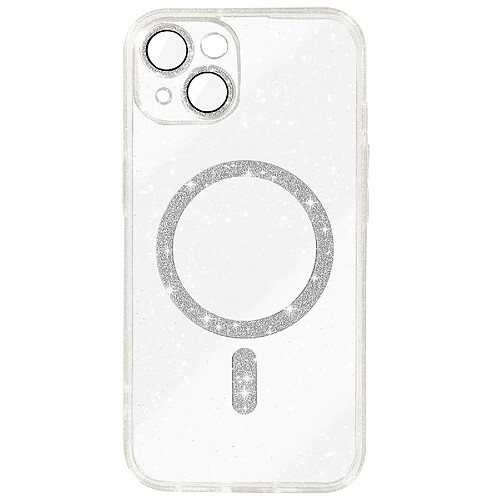 Avizar Coque MagSafe pour iPhone 15 Silicone Pailleté Transparent