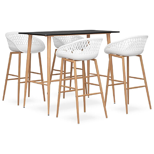 vidaXL Ensemble de bar 5 pcs Noir et blanc