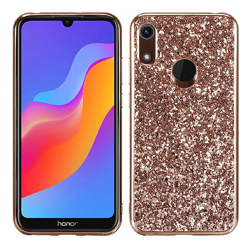 Wewoo Coque en TPU antichoc poudre pailletée pour Huawei Honor Play 8A Or rose